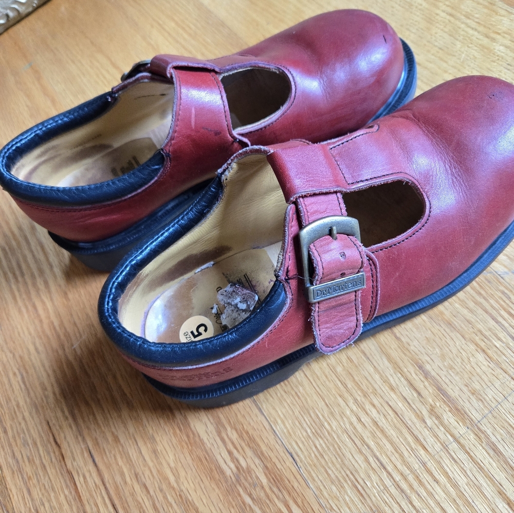Vintage, Made In England, Steel Toe, Dr. Martens Red Leather Mary Janes